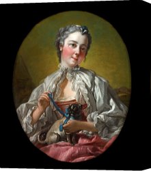 Lady Clown Canvas Prints - A Young Lady Holding a Pug Dog by Francois Boucher