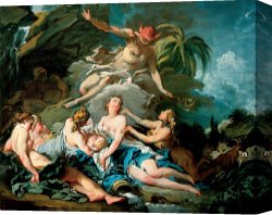 Hylas And The Nymphs Canvas Prints - Mercury Entrusting The Infant Bacchus to The Nymphs of Nysa by Francois Boucher