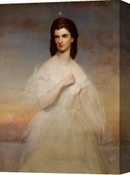 Apartments of Queen Elizabeth of Prussia, Charlottenburg Palace, Berlin Canvas Prints - Portrait Of Queen Maria Sophia Of Naples by Franz Xaver Winterhalter