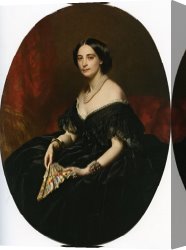 The Feathered Fan Canvas Prints - Portrait of a Lady with a Fan by Franz Xavier Winterhalter