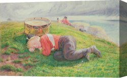 Boy Canvas Paintings - The Drummer Boy's Dream by Frederic James Shields