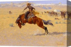 Cold Canvas Paintings - A Cold Morning On The Range by Frederic Remington