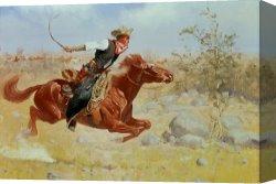 Nubian Horseman at The Gallop Canvas Paintings - Galloping Horseman by Frederic Remington