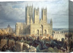Song of The North Canvas Prints - Lincoln Cathedral from the North West by Frederick Mackenzie