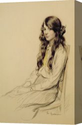 Portrait of a Young Man (selfportrait) Canvas Paintings - Portrait of a Young Girl by Frederick Pegram