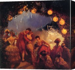Gaston Bussiere Canvas Prints - De L'intrigue Nocturne by Gaston La Touche