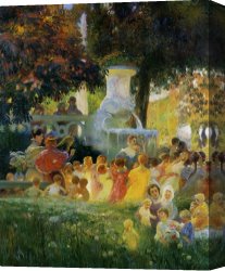Gaston Bussiere Canvas Prints - La Ronde Des Enfants by Gaston La Touche