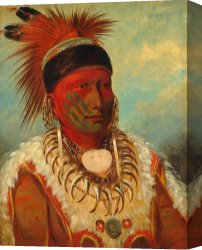 Headdress Canvas Prints - The White Cloud Head Chief Of The Iowas by George Catlin