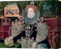 Apartments of Queen Elizabeth of Prussia, Charlottenburg Palace, Berlin Canvas Prints - Elizabeth I Armada Portrait by George Gower
