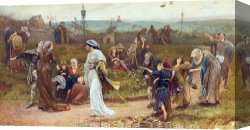 George John Pinwell Canvas Prints - Gilbert A Beckets Troth The Saracen Maiden Entering London At Sundow by George John Pinwell
