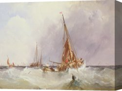 Swine, 19th Century Canvas Paintings - Shipping In The Solent 19th Century by George the Elder Chambers