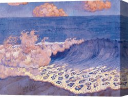 Seascapes Canvas Paintings - Blue Seascape Wave Effect by Georges Lacombe