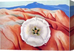 Red And White Canvas Prints - Red Hills And White Flower II by Georgia O'keeffe
