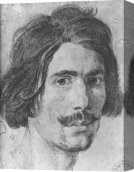 Portrait of a Young Man (selfportrait) Canvas Paintings - Portrait of a Man with a Moustache (supposed Selfportrait) by Gian Lorenzo Bernini