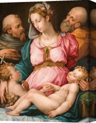 Family Canvas Prints - Holy Family With The Infant Saint John The Baptist And Saint Francis by Giorgio Vasari