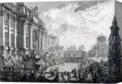Night View of a Barge And It's Tug on The Kanawha River Canvas Prints - Side View of The Trevi Fountain, Formerly The Acqua Vergine From Vedute Di Roma (views of Rome) by Giovanni Battista Piranesi