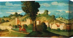 Landscape Canvas Paintings - Landscape with Rider by Girolamo Da Santa Croce