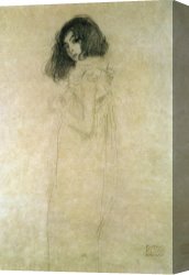Portrait of a Young Man (selfportrait) Canvas Paintings - Portrait of a young woman by Gustav Klimt