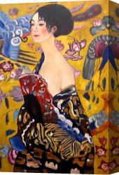 The Feathered Fan Canvas Prints - Woman with Fan II by Gustav Klimt