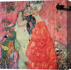 Woman Canvas Paintings - Women Friends by Gustav Klimt