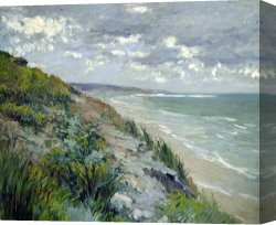 African Keeping a Horse at The Side of a Sea Canvas Paintings - Cliffs by the sea at Trouville by Gustave Caillebotte