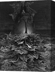 Sadness Canvas Paintings - The Mariner Gazes On The Ocean And Laments His Survival While All His Fellow Sailors Have Died by Gustave Dore