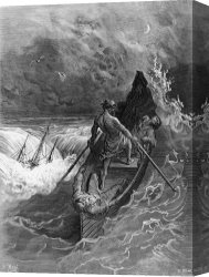 Ancient Canvas Paintings - The Pilot Faints Scene From 'the Rime Of The Ancient Mariner' By S.t. Coleridge by Gustave Dore