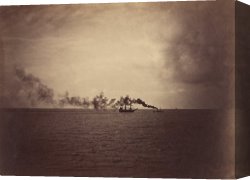 Seascapes Canvas Paintings - Seascape with Sailing Ship And Tugboat by Gustave Le Gray