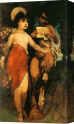 Hylas And The Nymphs Canvas Prints - Faun And Nymph (pan And Flora) by Hans Makart