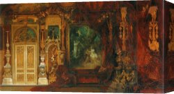 Room Canvas Paintings - The Summer Night's Dream, Sketch for The Decoration of a Room in The Hermes Villa by Hans Makart