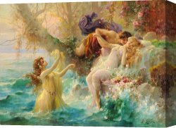 Hylas And The Nymphs Canvas Prints - Faun And Nymph by Hans Zatzka