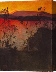 When The West with Evening Glows Canvas Prints - Evening Glow by Harald Sohlberg