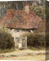 The Brandenburg Gate Berlin Canvas Paintings - At the Cottage Gate by Helen Allingham
