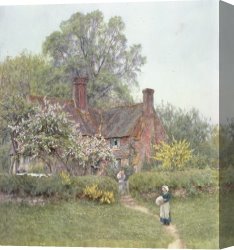 Clocktower Cottage Canvas Paintings - Cottage at Chiddingfold by Helen Allingham