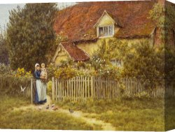 The End of Dinner Canvas Prints - East End Farm Moss Lane Pinner by Helen Allingham