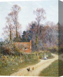 Boar Lane Canvas Paintings - In a Witley Lane by Helen Allingham