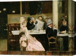Jazz Festival in Paris Canvas Prints - Cafe Scene in Paris by Henri Gervex