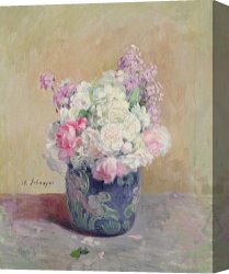Flowers in a Blue Vase Canvas Prints - Vase Of Flowers by Henri Lebasque