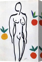 Untitled C.1951 Canvas Prints - Nude with Oranges 1951 by Henri Matisse