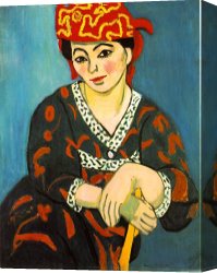Headdress Canvas Prints - The Red Madras Headdress 1907 by Henri Matisse