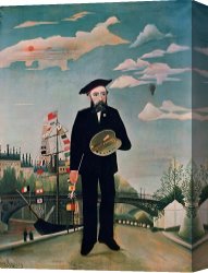 Henri Canvas Prints - Self Portrait from Lile Saint Louis by Henri Rousseau