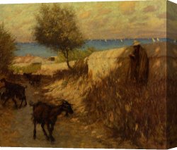 Boar Lane Canvas Paintings - Provencal Lane Martigues by Henry Herbert La Thangue