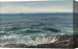 Seascapes Canvas Paintings - Seascape 1877 by Henry Moore