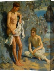 Scott Canvas Prints - After The Bath by Henry Scott Tuke