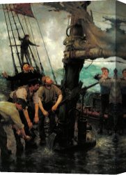 Scott Canvas Prints - All Hands to The Pumps by Henry Scott Tuke