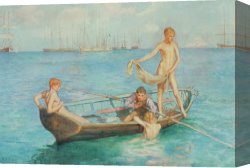 Scott Canvas Prints - August Blue by Henry Scott Tuke