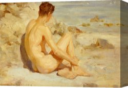 Scott Canvas Prints - Boy on a Beach by Henry Scott Tuke