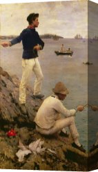 Scott Canvas Prints - Fisher Boys Falmouth by Henry Scott Tuke