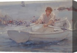 Scott Canvas Prints - Man in a Rowing Boat by Henry Scott Tuke
