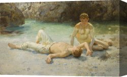 Scott Canvas Prints - Noonday Heat by Henry Scott Tuke